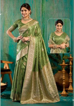 Picture of Bewitching Satin & Silk Dark Olive Green Saree