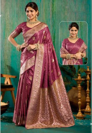 Picture of Magnificent Satin & Silk Pale Violet Red Saree
