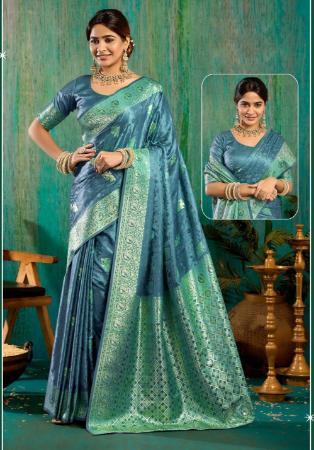 Picture of Bewitching Satin & Silk Cadet Blue Saree