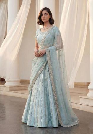Picture of Well Formed Silk Alice Blue Lehenga Choli