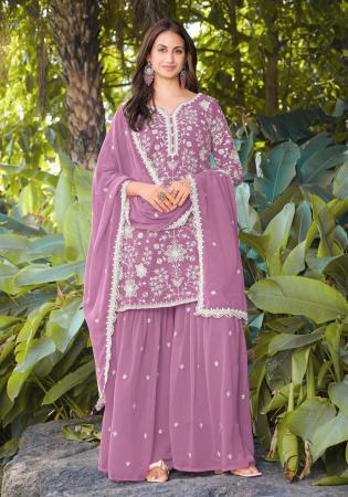 Picture of Shapely Georgette Rosy Brown Readymade Salwar Kameez