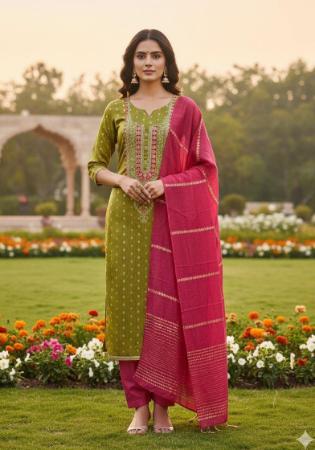 Picture of Rayon Saddle Brown Straight Cut Salwar Kameez