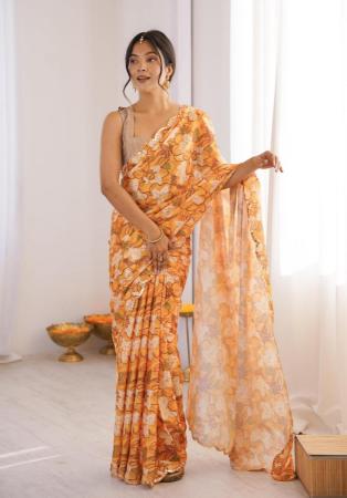 Picture of Pleasing Chiffon Sandy Brown Saree