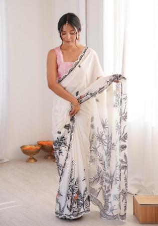 Picture of Superb Chiffon Off White Saree
