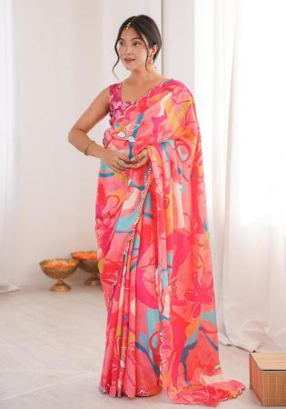 Picture of Taking Chiffon Hot Pink Saree