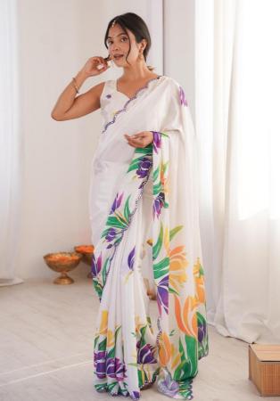Picture of Radiant Chiffon White Saree