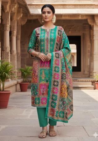 Picture of Charming Chiffon Dark Cyan Straight Cut Salwar Kameez