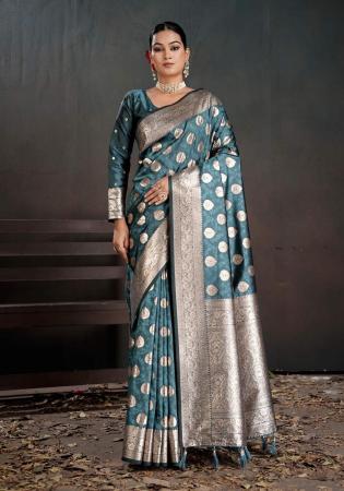 Picture of Stunning Silk Dark Slate Grey Saree
