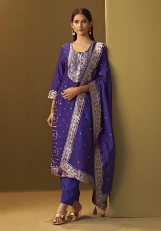 Picture of Ravishing Silk Purple Readymade Salwar Kameez