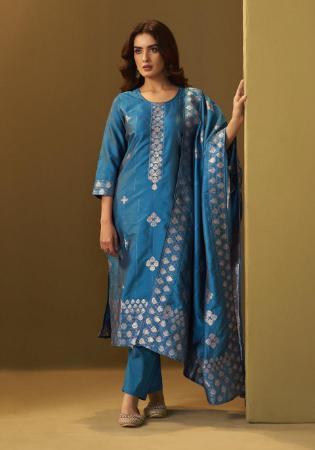 Picture of Charming Silk Teal Readymade Salwar Kameez
