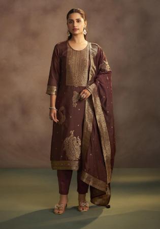 Picture of Superb Silk Brown Readymade Salwar Kameez