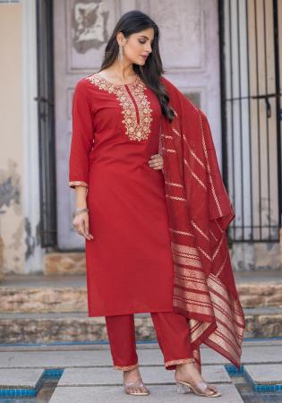 Picture of Chiffon & Cotton Fire Brick Readymade Salwar Kameez