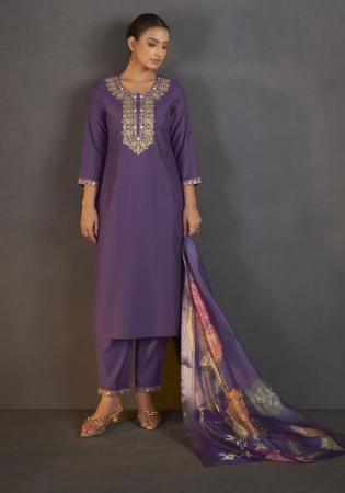 Picture of Chiffon & Cotton Purple Readymade Salwar Kameez