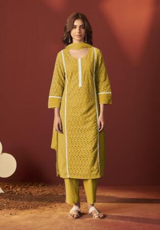 Picture of Pretty Cotton Golden Rod Readymade Salwar Kameez