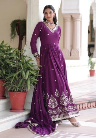Picture of Pretty Silk Brown Readymade Gown