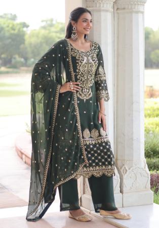 Picture of Chiffon Dark Slate Grey Readymade Salwar Kameez