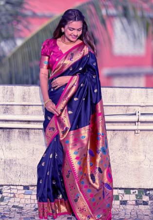 Picture of Classy Silk Dark Slate Blue Saree