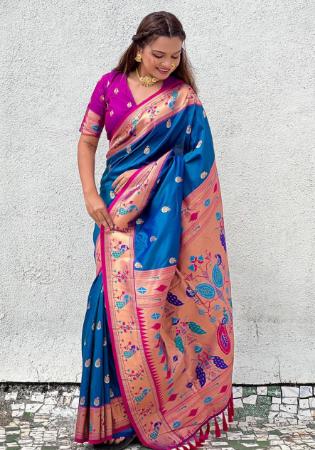 Picture of Stunning Silk Teal Saree