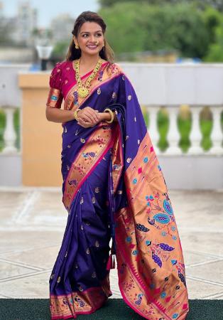 Picture of Pleasing Silk Dark Slate Blue Saree