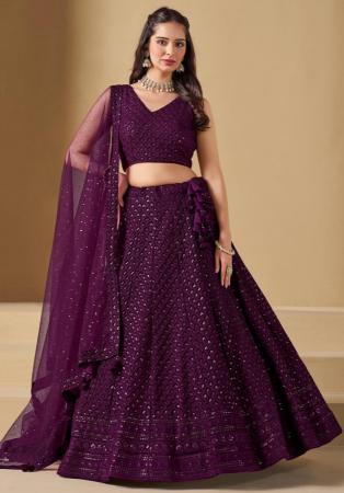 Picture of Excellent Georgette Maroon Lehenga Choli