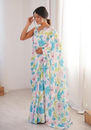 Picture of Bewitching Chiffon Off White Saree