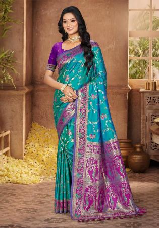 Picture of Resplendent Silk Dark Cyan Saree