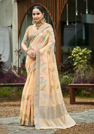 Picture of Elegant Linen Bisque Saree