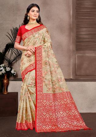 Picture of Good Looking Cotton & Silk Tan Saree
