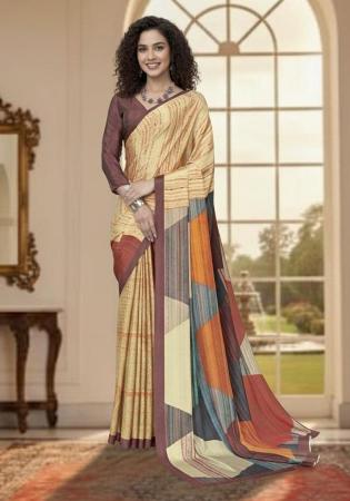 Picture of Comely Crepe & Silk Burly Wood Saree