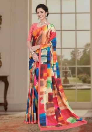 Picture of Splendid Crepe & Silk Indian Red Saree