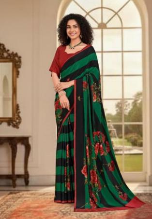 Picture of Enticing Crepe & Silk Dark Green Saree