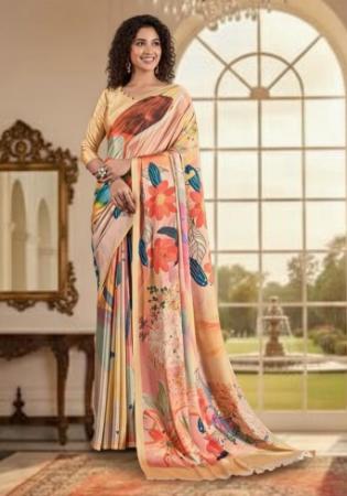 Picture of Excellent Crepe & Silk Indian Red Saree