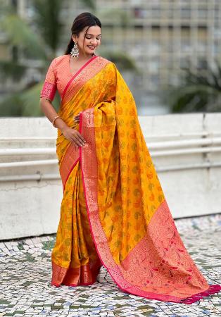 Picture of Good Looking Silk Dark Orange Saree