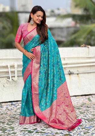 Picture of Pleasing Silk Steel Blue Saree