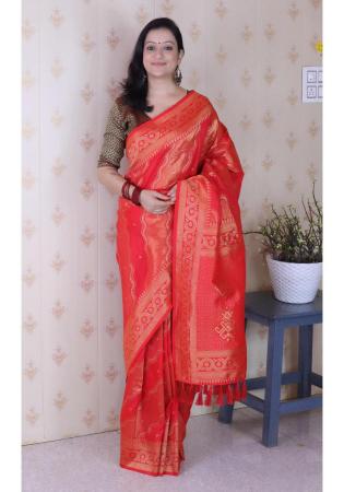 Picture of Lovely Silk Dark Salmon Saree