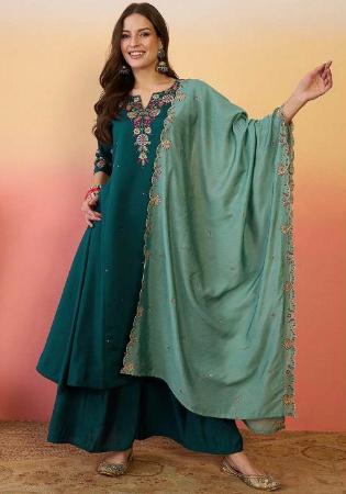 Picture of Fine Silk Midnight Blue Readymade Salwar Kameez