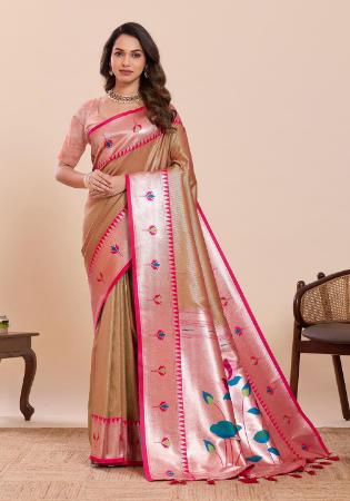 Picture of Ravishing Silk Dark Salmon Saree