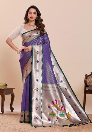 Picture of Marvelous Silk Blue Violet Saree