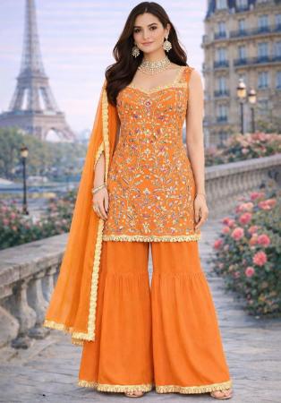 Picture of Charming Georgette Tomato Readymade Salwar Kameez