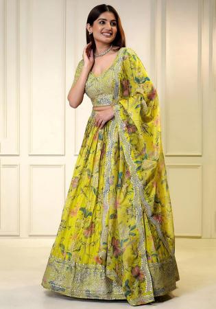 Picture of Exquisite Organza Yellow Lehenga Choli