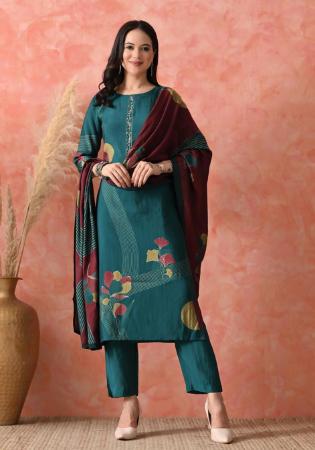 Picture of Shapely Silk Dark Slate Grey Readymade Salwar Kameez