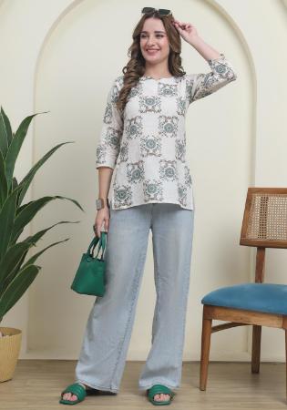 Picture of Resplendent Cotton Dark Sea Green Kurtis & Tunic