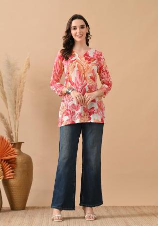 Picture of Beautiful Cotton Indian Red Kurtis & Tunic