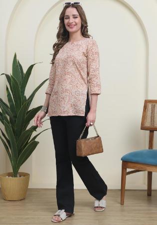 Picture of Stunning Cotton Rosy Brown Kurtis & Tunic