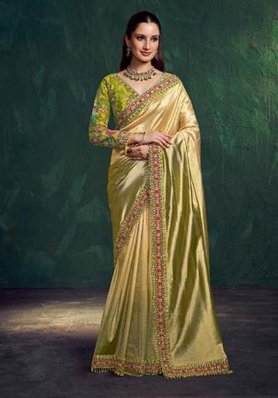 Picture of Stunning Silk Dark Khaki Saree