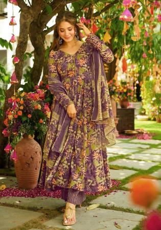 Picture of Statuesque Chiffon Violet Readymade Salwar Kameez