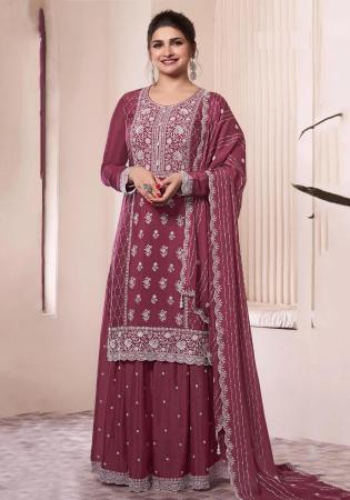 Picture of Admirable Chiffon Brown Straight Cut Salwar Kameez