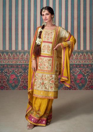 Picture of Beauteous Chiffon Orange Straight Cut Salwar Kameez