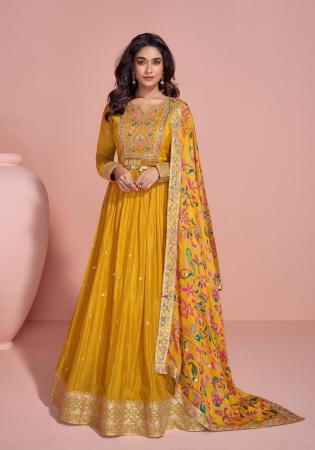 Picture of Charming Chiffon Golden Rod Party Wear Gown