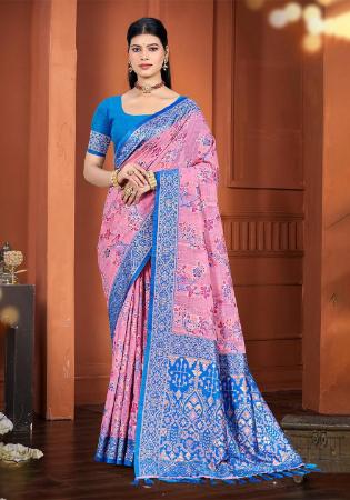 Picture of Statuesque Cotton & Silk Light Pink Saree